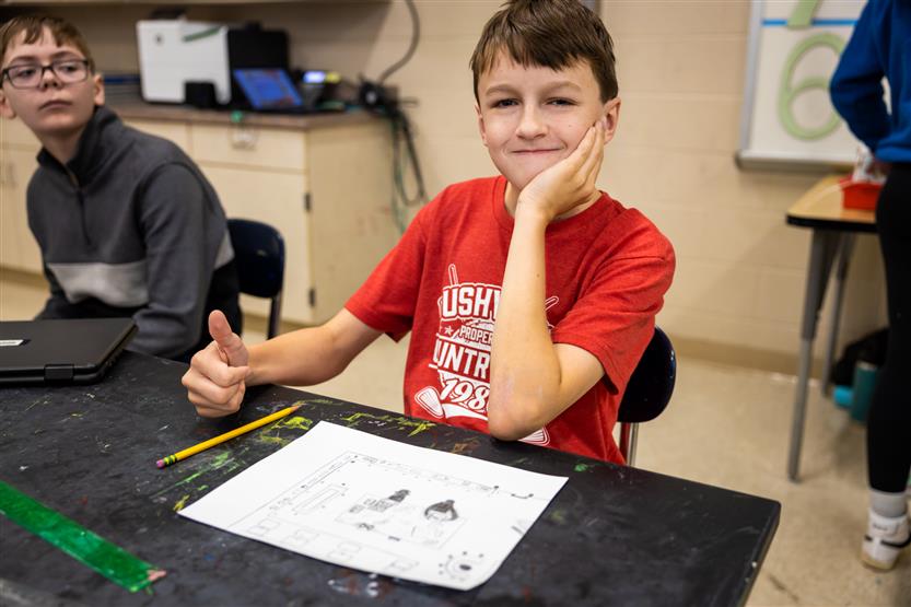Students in art class